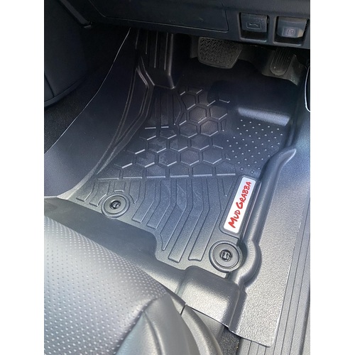 Mudgrabba 4WD Moulded Floor Mats suits Ranger Dual Cab Four Door Utility 2011-2022 Front Only Black